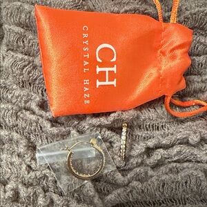 Crystal Haze CH Gold Hoop and Pave Infinity Earring Set